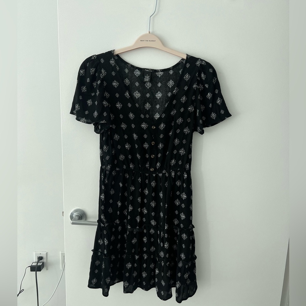 Black Flowy Patterned Dress